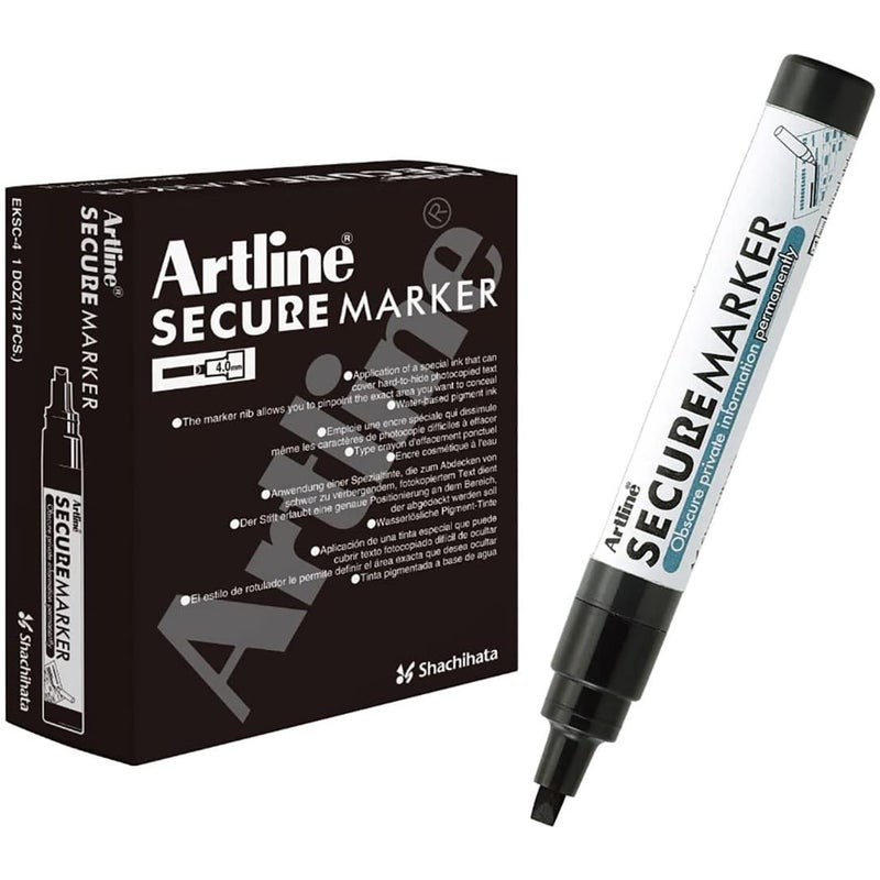 Artline Redaction Marker Privacy Blackout Redacting Pen for Documents & Mail, Black Out Private Information, Redacting Marker Helps Prevent Identity Theft, 12 Pack - Image 1